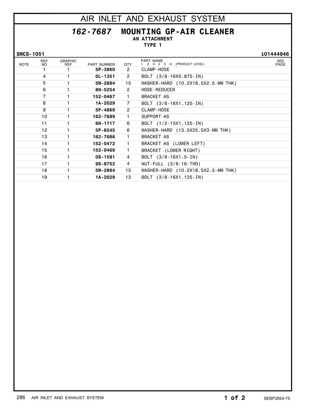 152-0472 BRACKET AS CAT parts manual diagram
