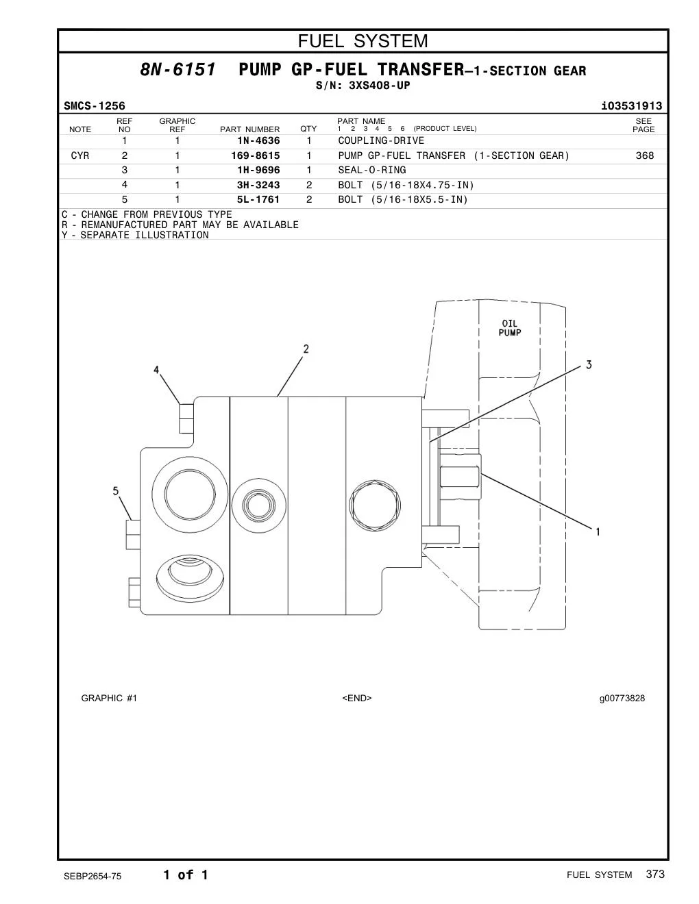 169-8615 - PUMP GP-FUEL TRANSFER (1-SECTION GEAR)