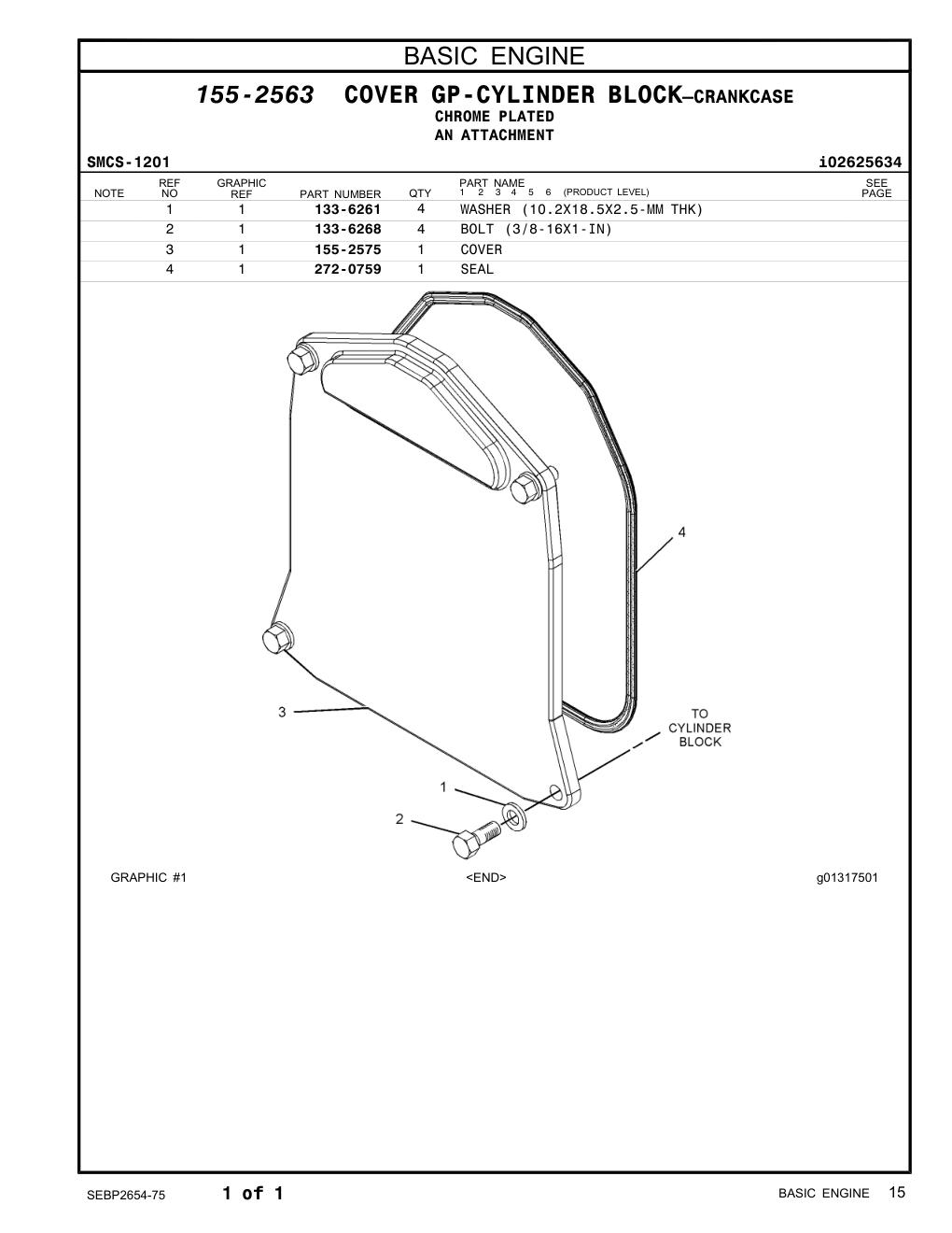 133-6268 BOLT (3/8-16X1-IN) CAT parts manual diagram