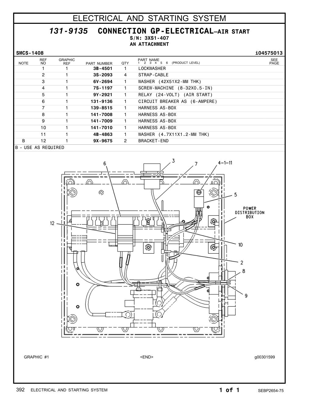 141-7010 HARNESS AS-BOX · S/N 3XS1-407 CAT parts manual diagram