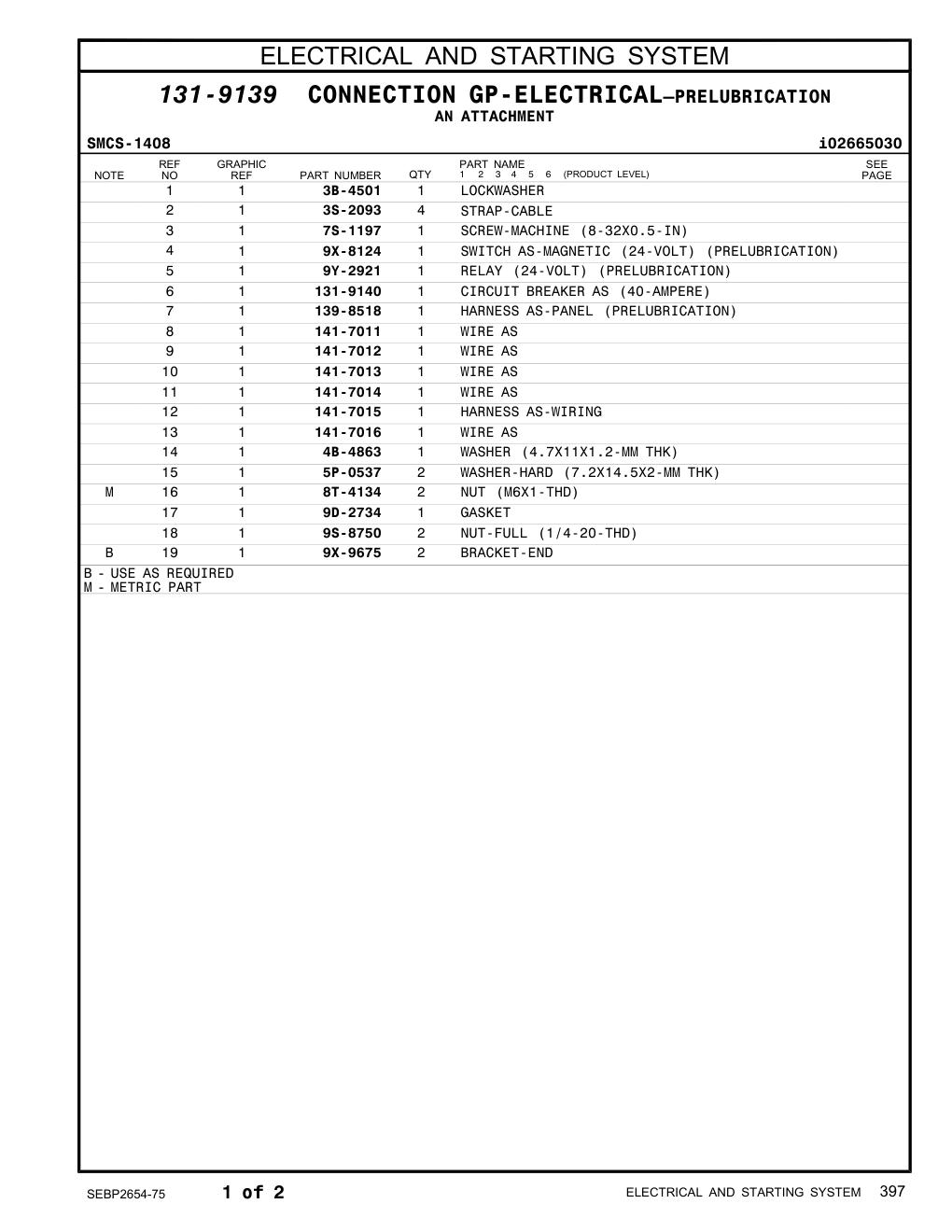 141-7014 WIRE AS CAT parts manual diagram