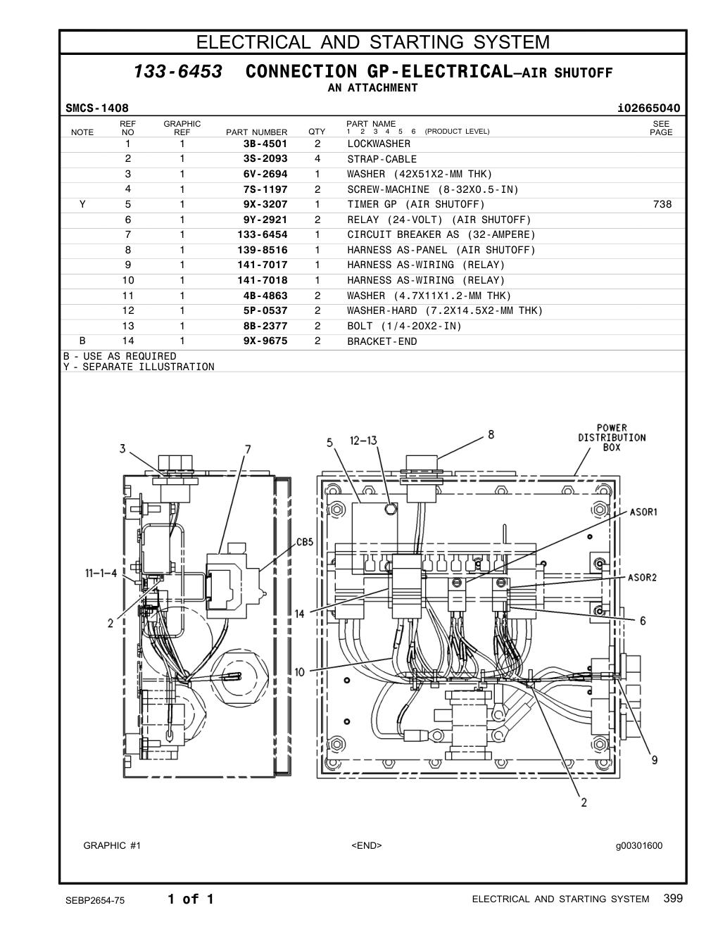 139-8516 HARNESS AS-PANEL (AIR SHUTOFF) CAT parts manual diagram