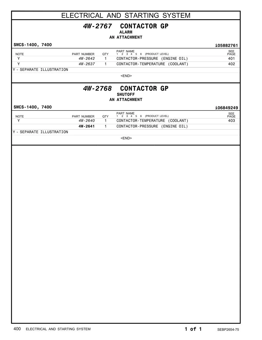 4W-2642 - CONTACTOR-PRESSURE (ENGINE OIL)