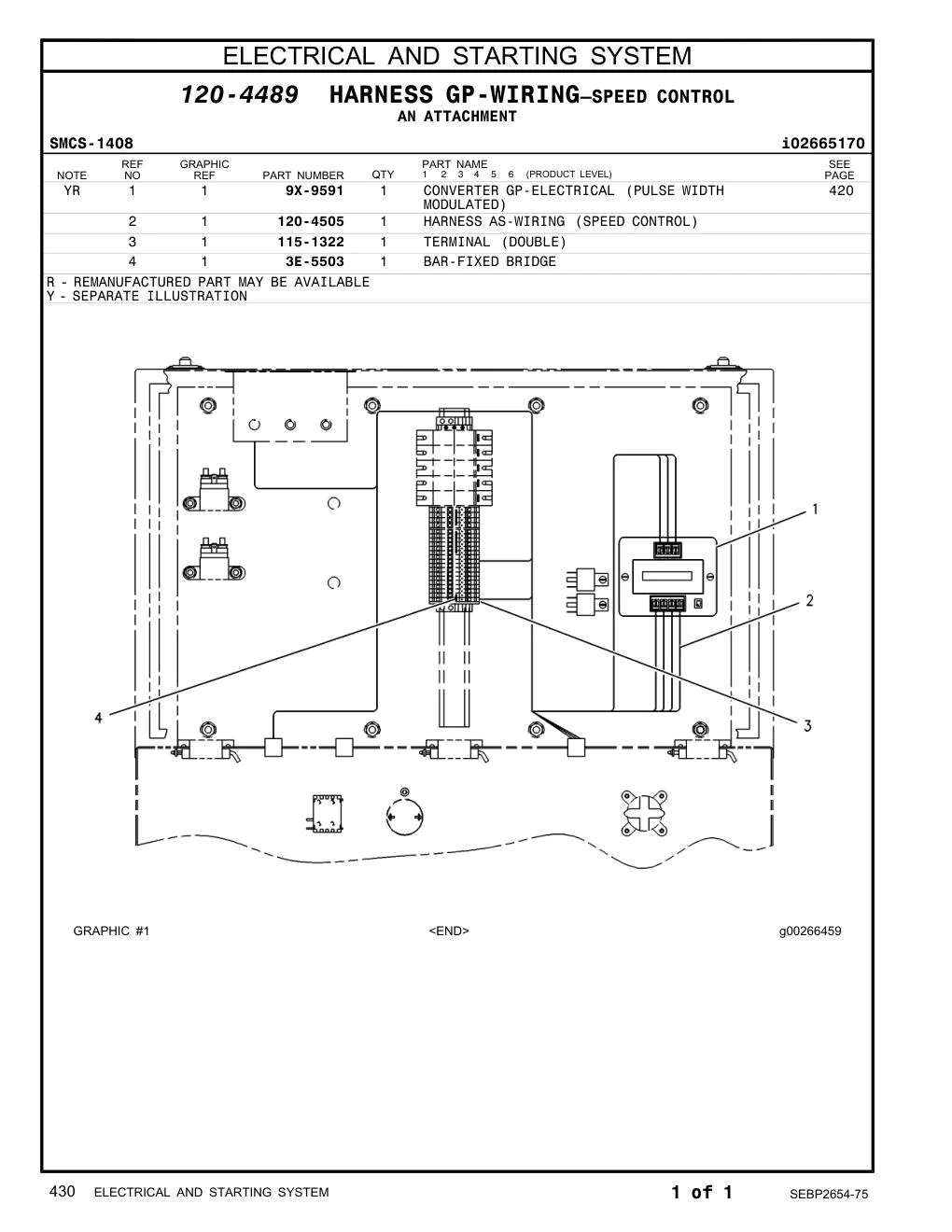 120-4505 HARNESS AS-WIRING (SPEED CONTROL) CAT parts manual diagram
