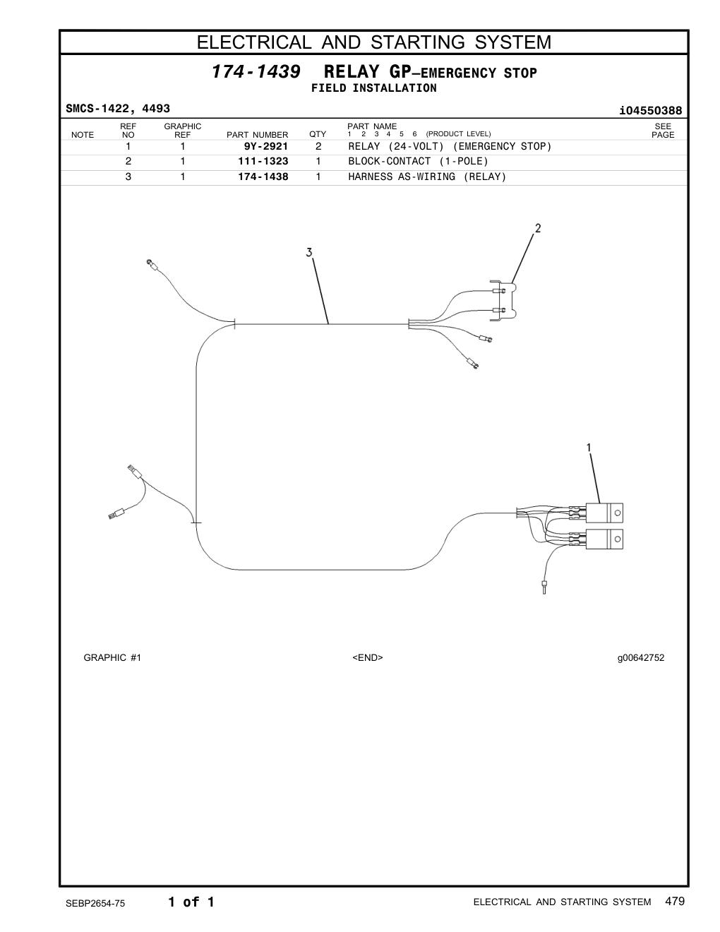 174-1438 HARNESS AS-WIRING (RELAY) CAT parts manual diagram