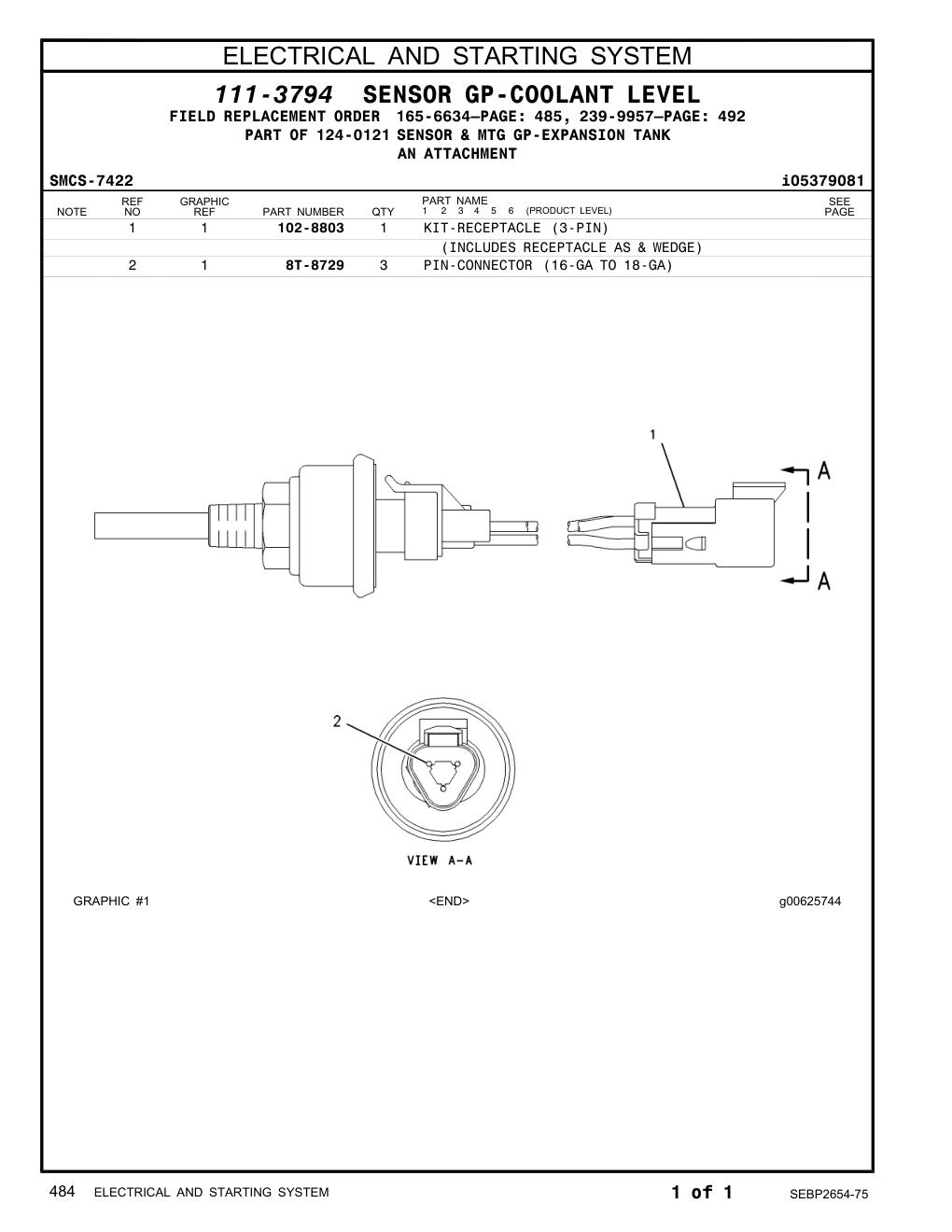 102-8803 - KIT-RECEPTACLE (3-PIN)