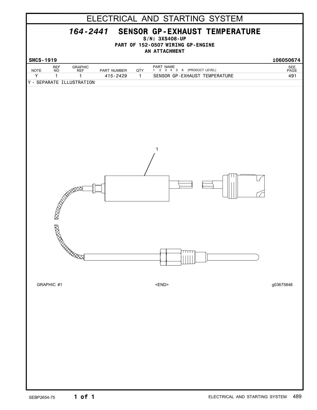 415-2429 - SENSOR GP-EXHAUST TEMPERATURE