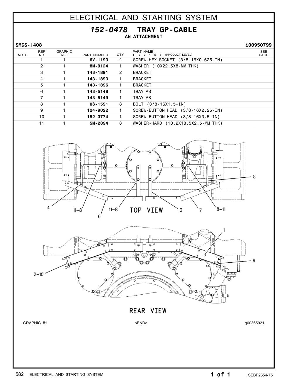 6V-1193 SCREW-HEX SOCKET (3/8-16X0.625-IN) CAT parts manual diagram