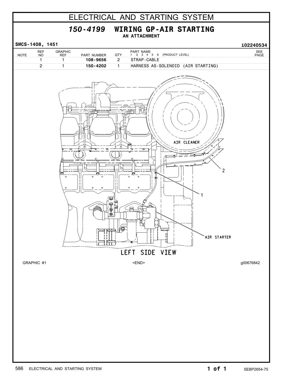 150-4202 HARNESS AS-SOLENOID (AIR STARTING) CAT parts manual diagram