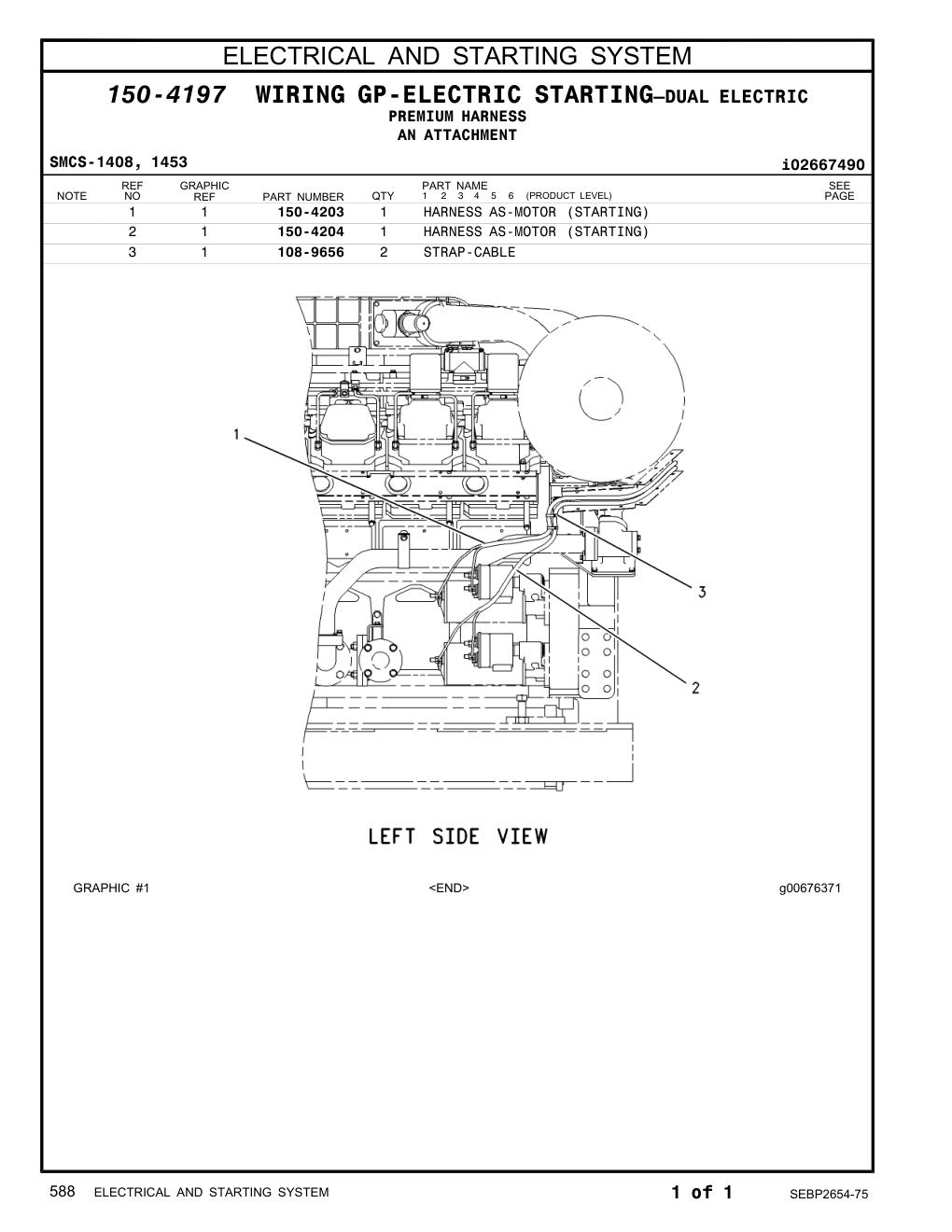 150-4204 HARNESS AS-MOTOR (STARTING) CAT parts manual diagram