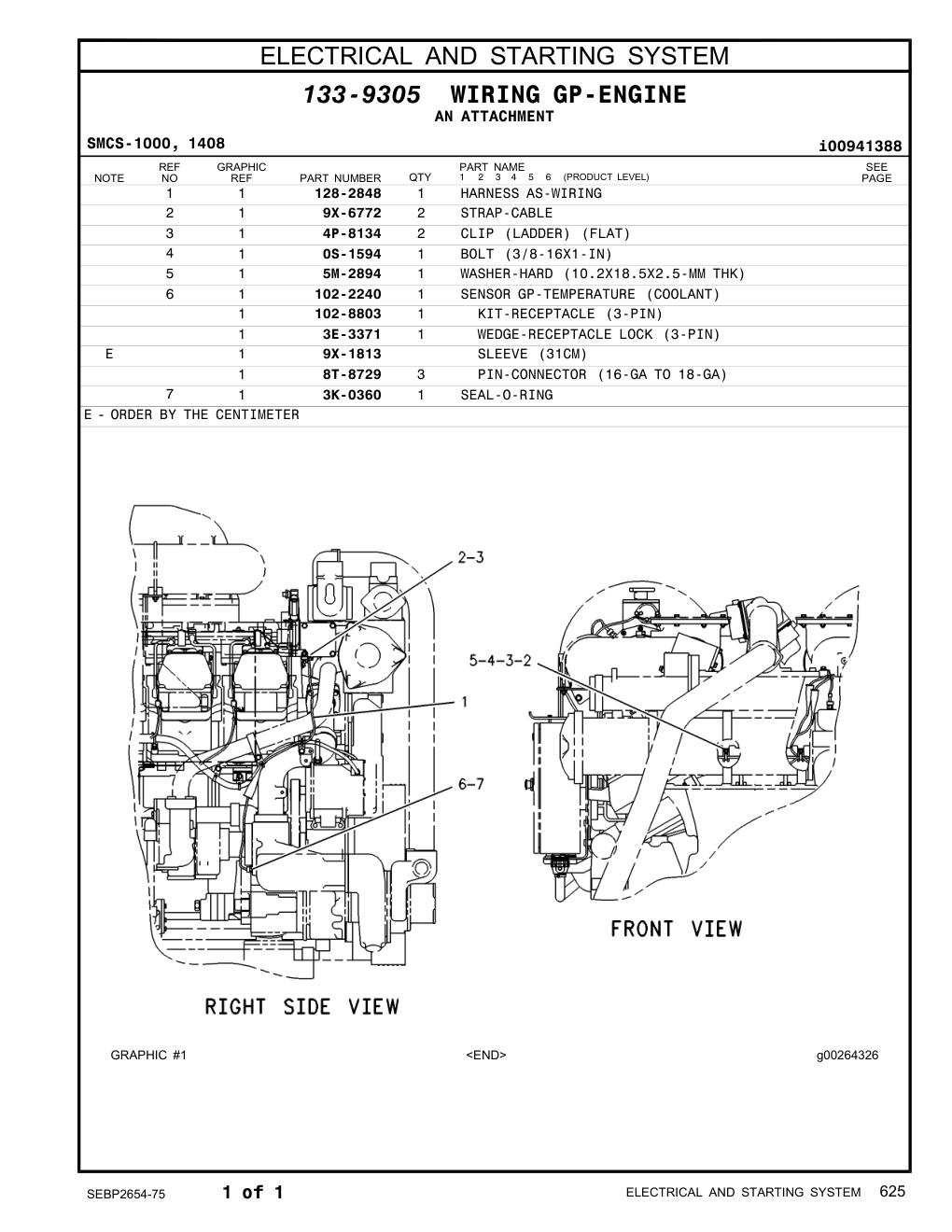 128-2848 HARNESS AS-WIRING CAT parts manual diagram