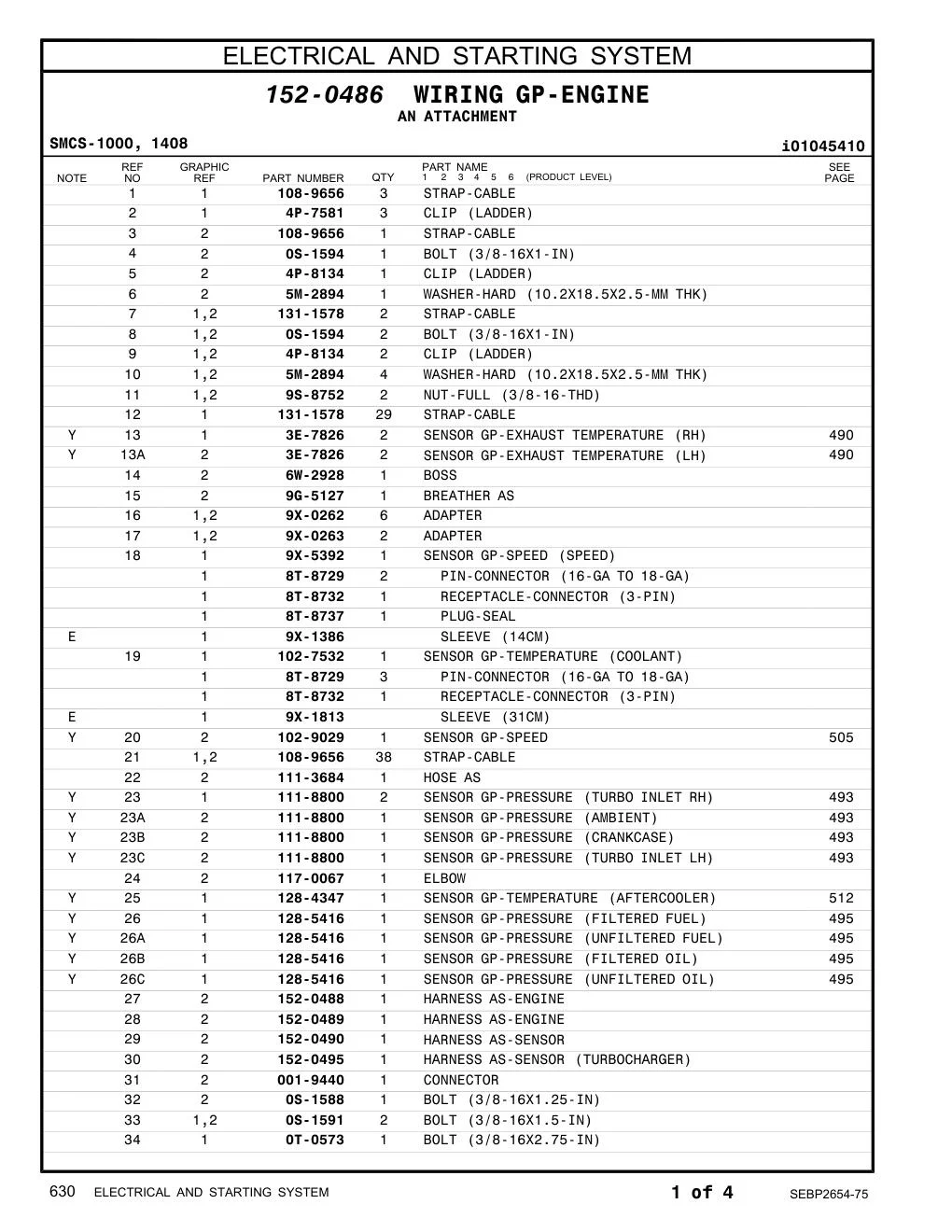 152-0489 HARNESS AS-ENGINE CAT parts manual diagram