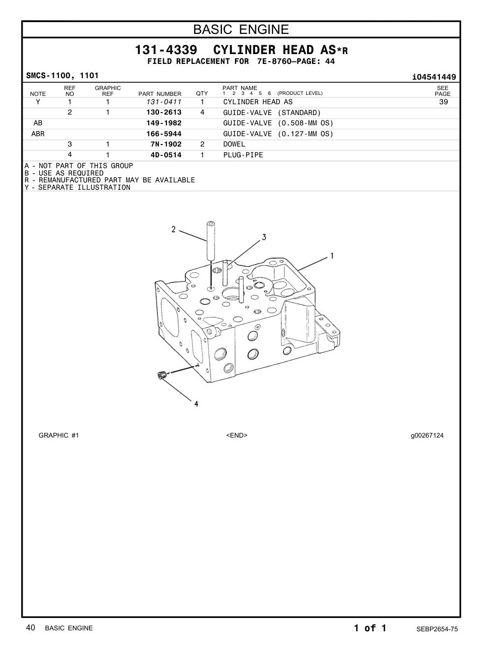 131-0411 CYLINDER HEAD AS CAT parts manual diagram