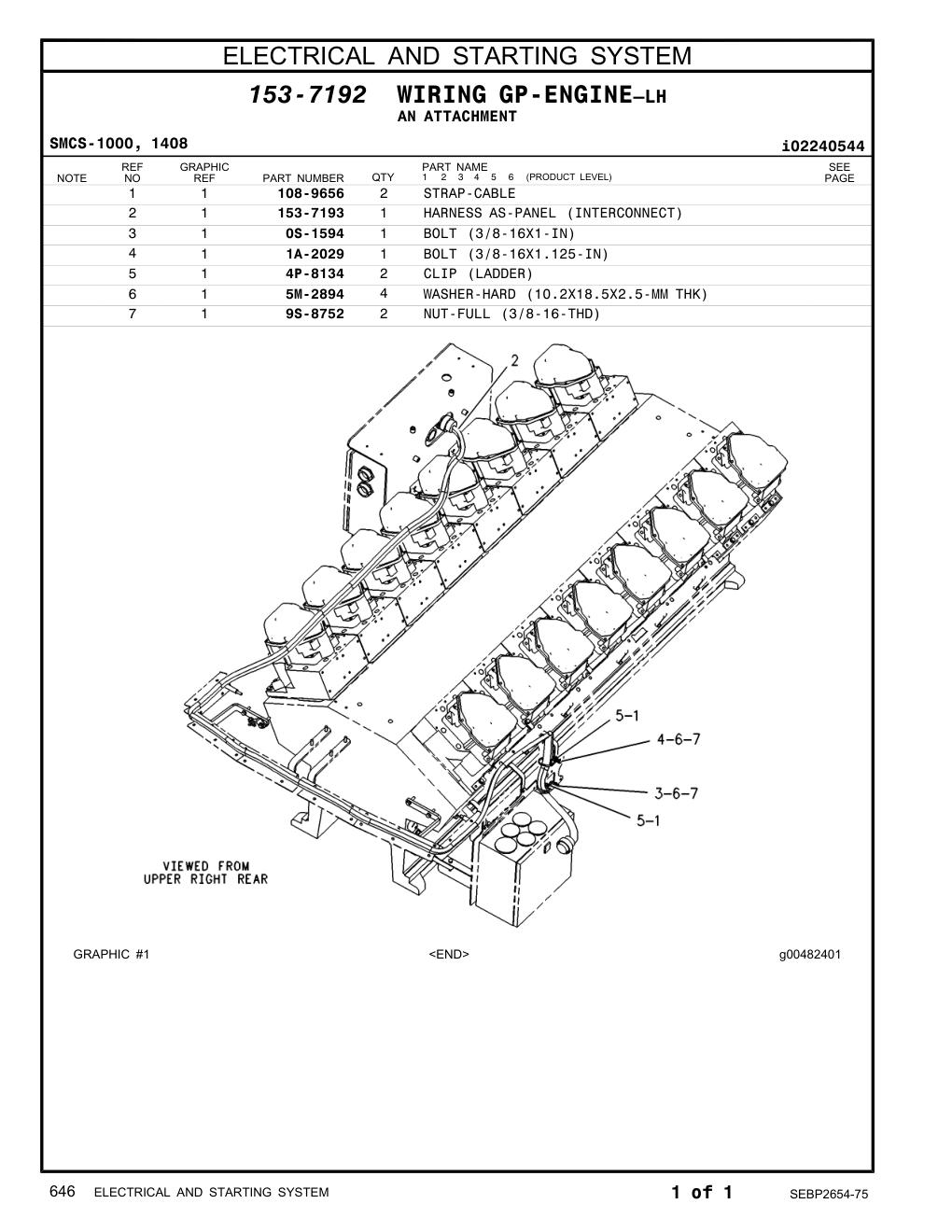 153-7193 HARNESS AS-PANEL (INTERCONNECT) CAT parts manual diagram