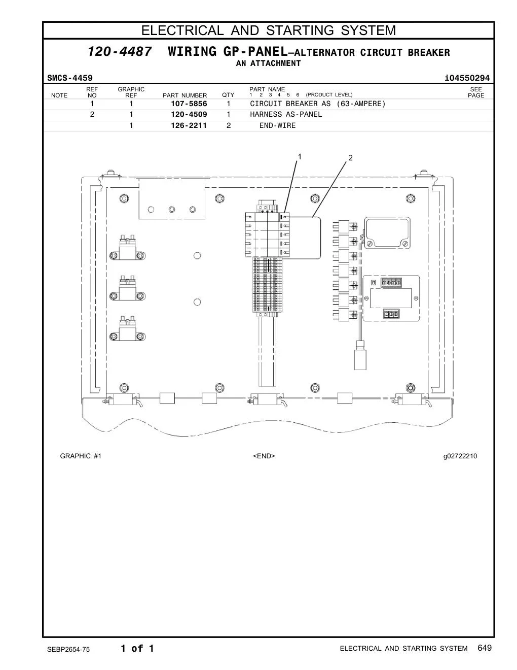 120-4509 HARNESS AS-PANEL CAT parts manual diagram