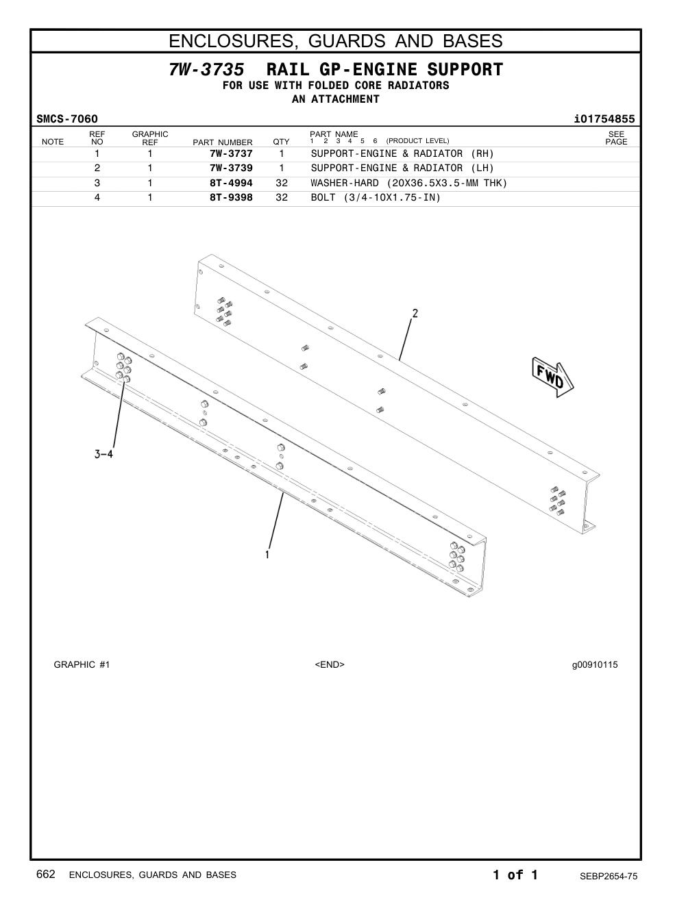 7W-3739 SUPPORT-ENGINE & RADIATOR (LH) CAT parts manual diagram