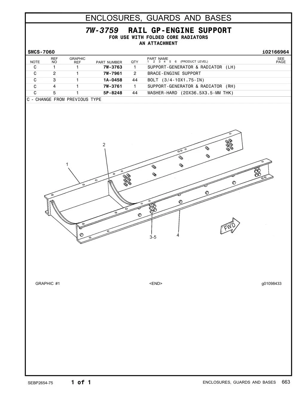 7W-3761 - SUPPORT-GENERATOR & RADIATOR (RH)