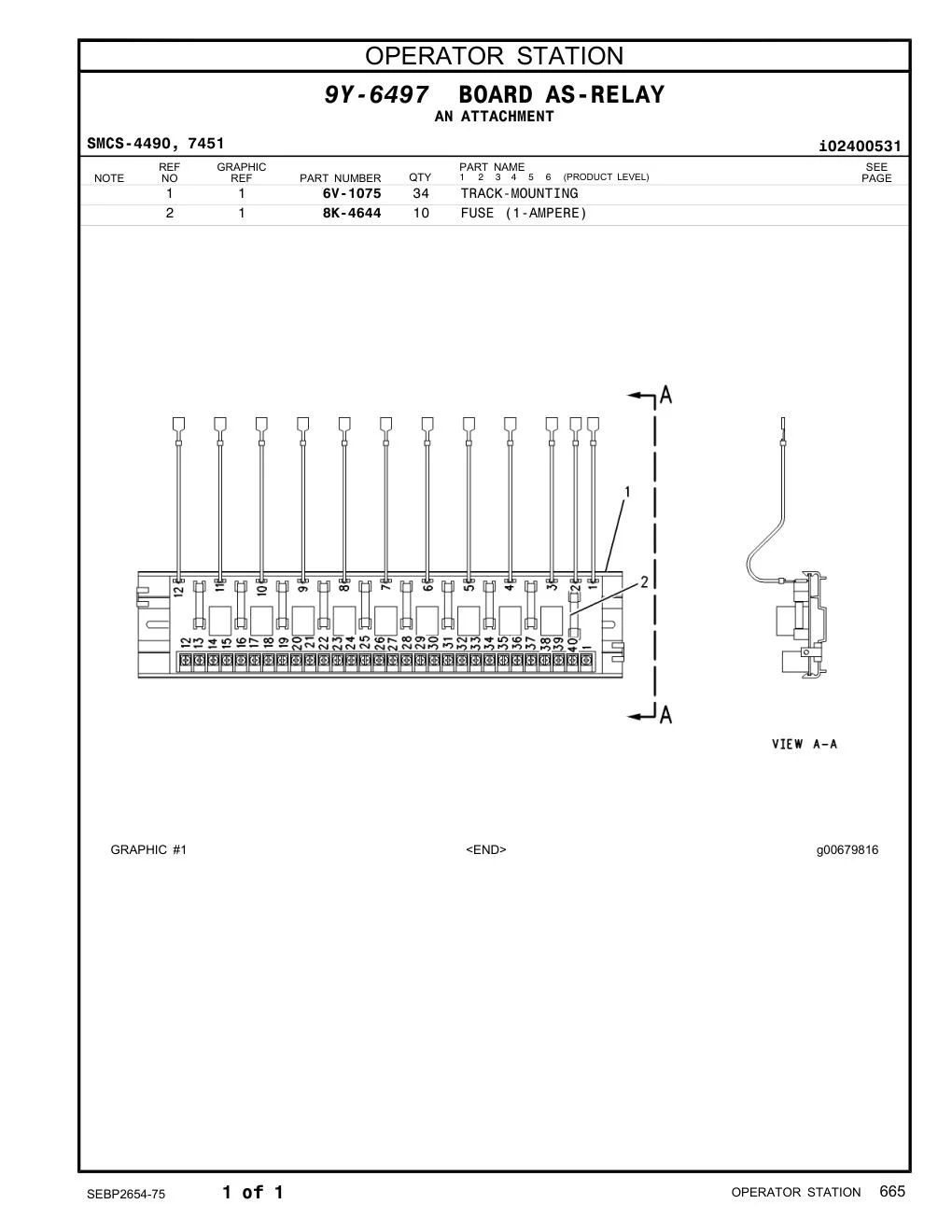 6V-1075 TRACK-RELAY CAT parts manual diagram