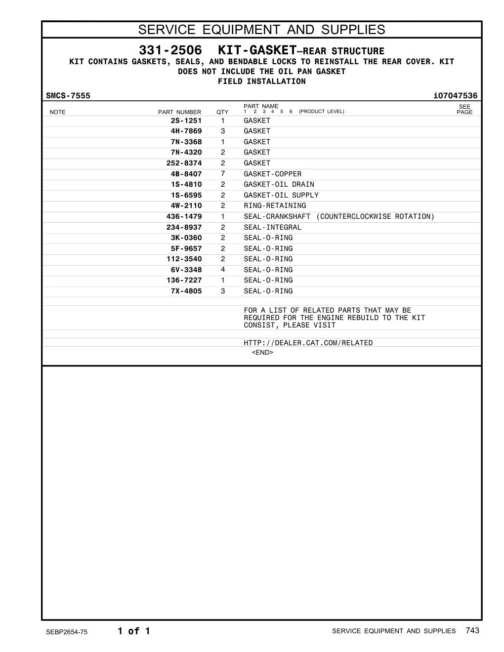 1S-4810 - GASKET-OIL DRAIN