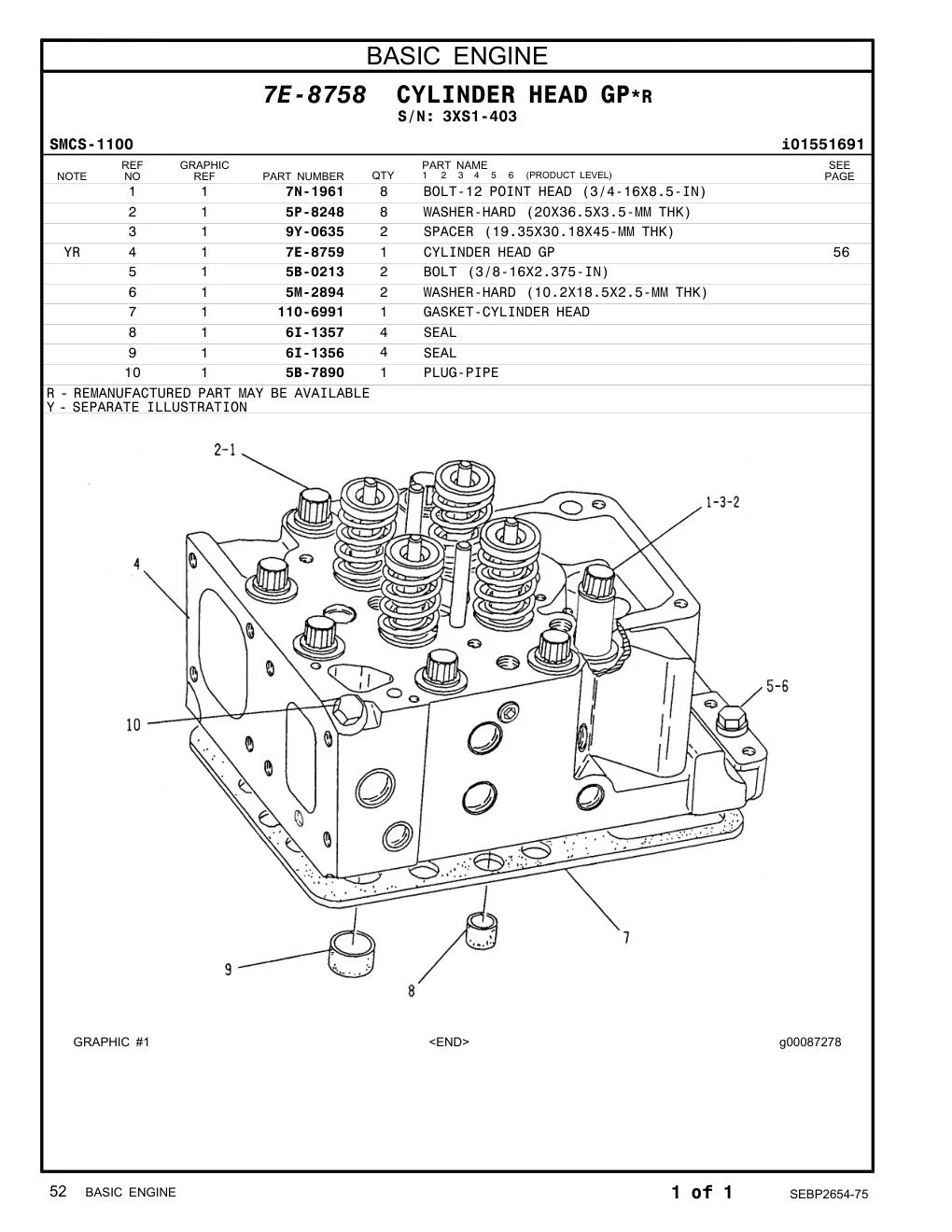 7E-8759 - CYLINDER HEAD GP