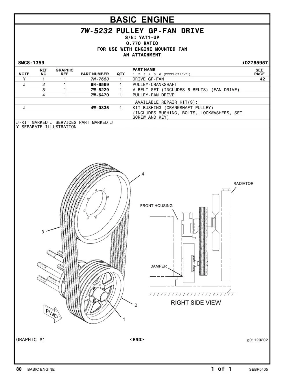 8N-6569 - PULLEY-CRANKSHAFT