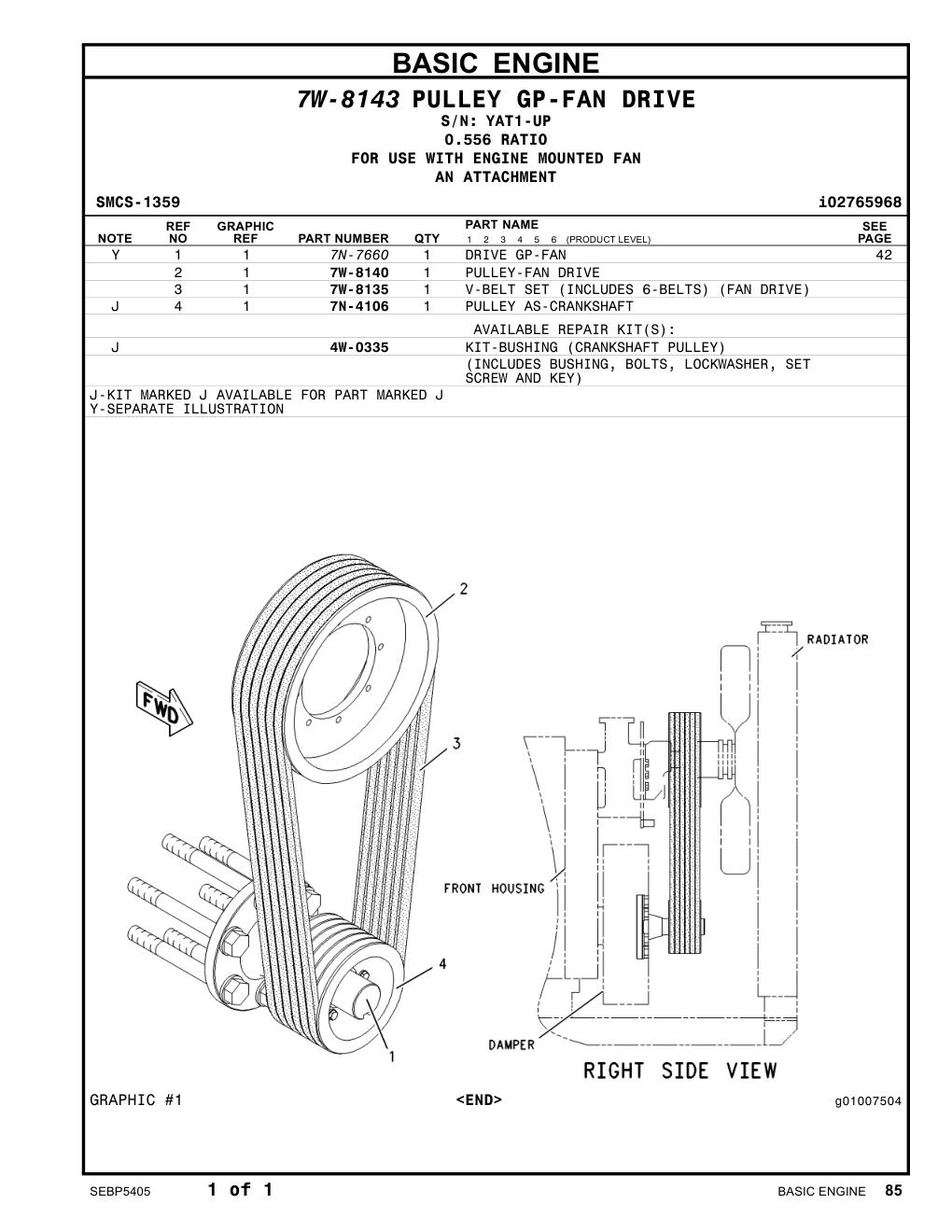 7W-8140 - PULLEY-FAN DRIVE