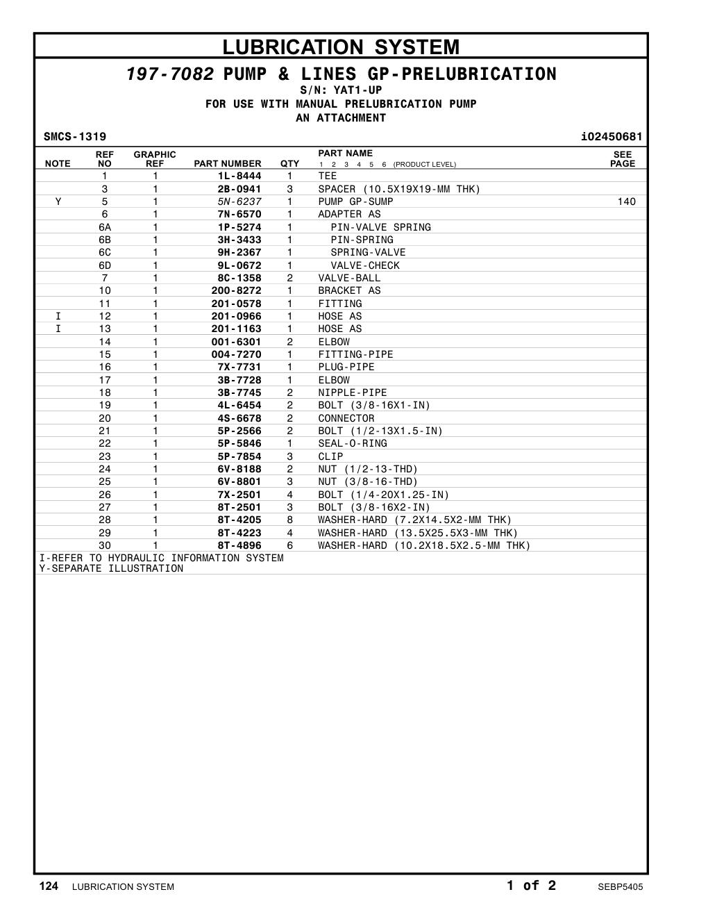 201-0578 FITTING · S/N YAT1-UP CAT parts manual diagram