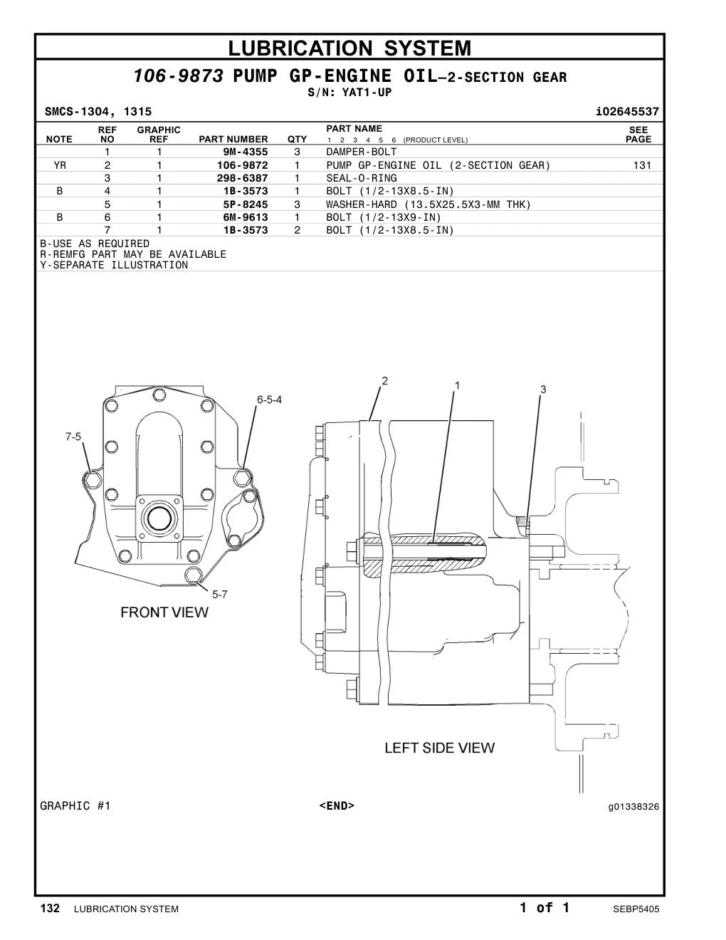 106-9872 - PUMP GP-ENGINE OIL (2-SECTION GEAR)