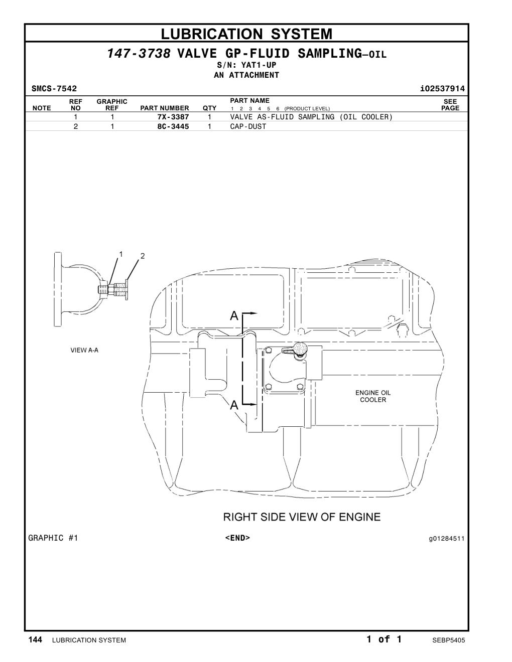 7X-3387 - VALVE AS-FLUID SAMPLING (OIL COOLER)