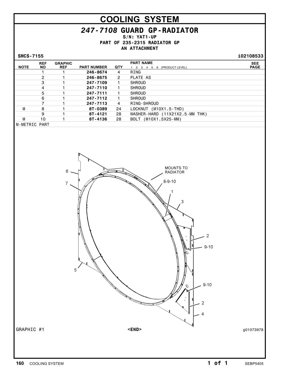 247-7112 SHROUD · S/N YAT1-UP CAT parts manual diagram