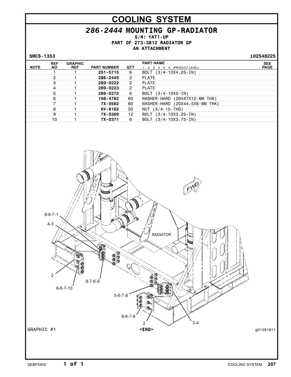 289-0222 PLATE · S/N YAT1-UP CAT parts manual diagram