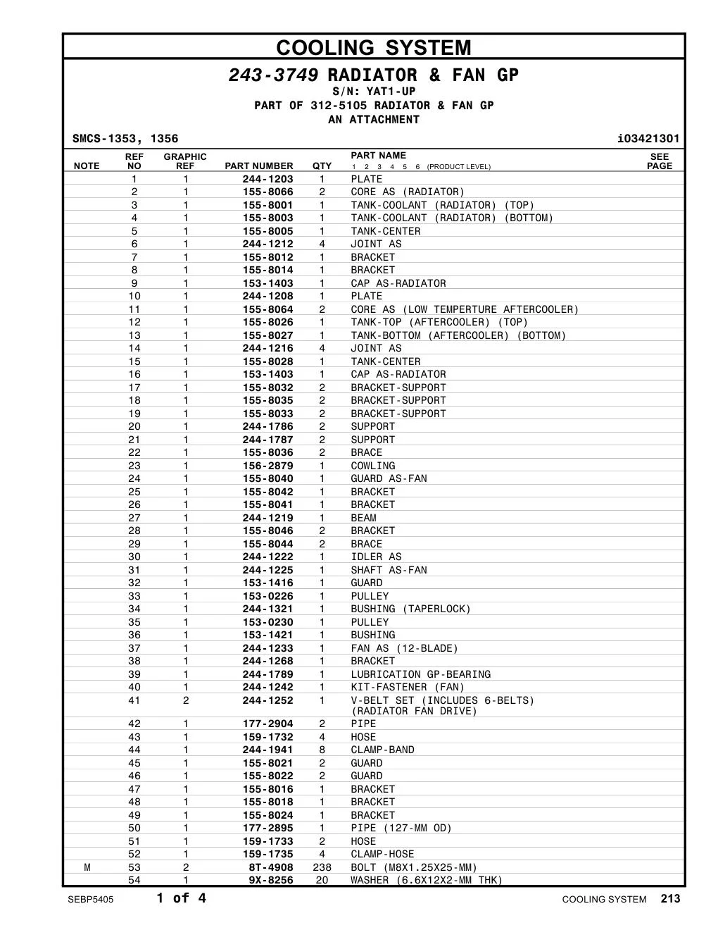 155-8016 BRACKET · S/N YAT1-UP CAT parts manual diagram