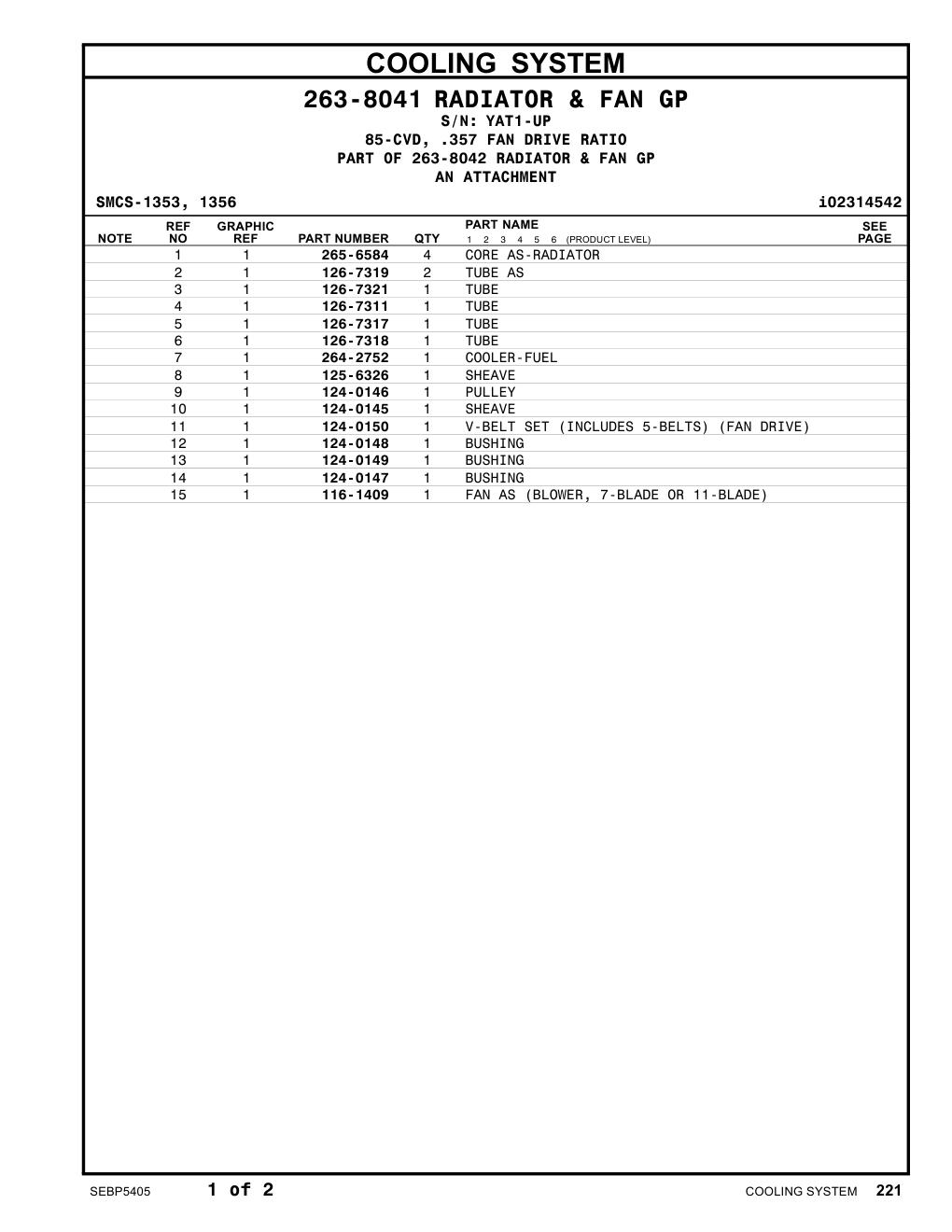 126-7319 TUBE AS · S/N YAT1-UP CAT parts manual diagram