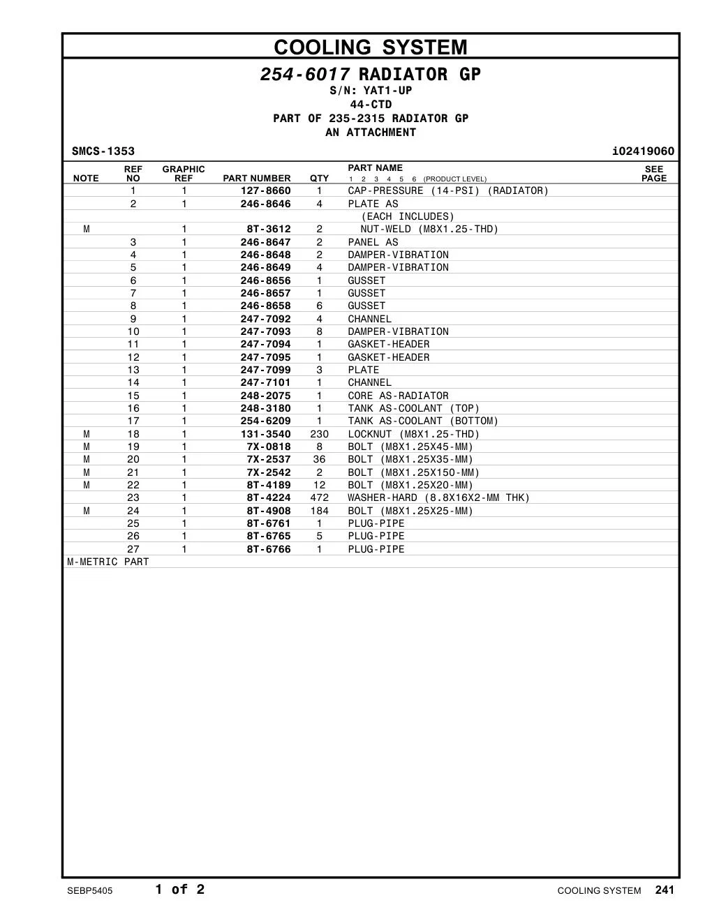 7X-2542 - BOLT (M8X1.25X150-MM)