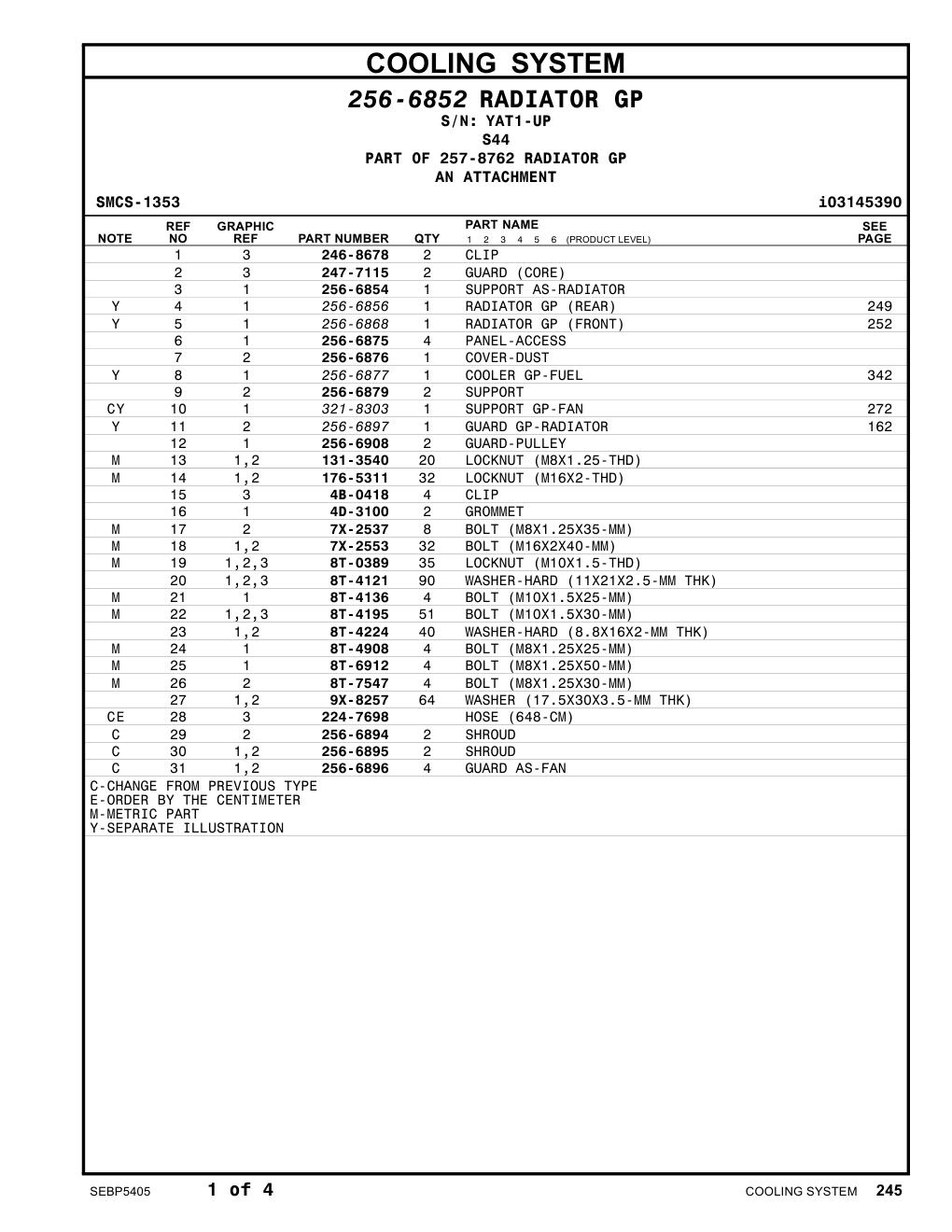 256-6876 COVER-DUST · S/N YAT1-UP CAT parts manual diagram