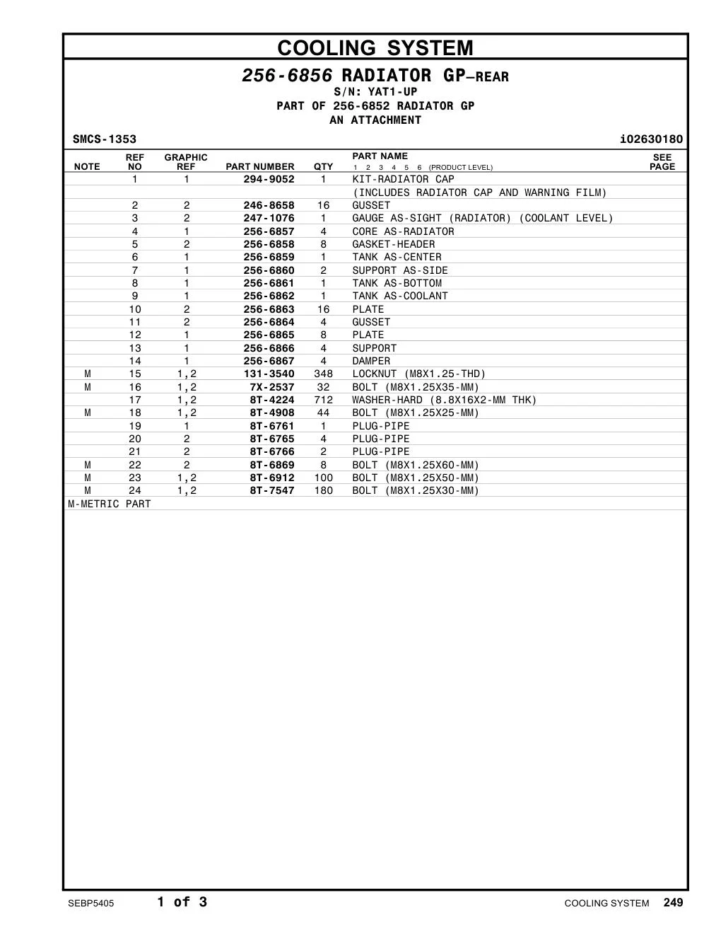 256-6863 PLATE · S/N YAT1-UP CAT parts manual diagram