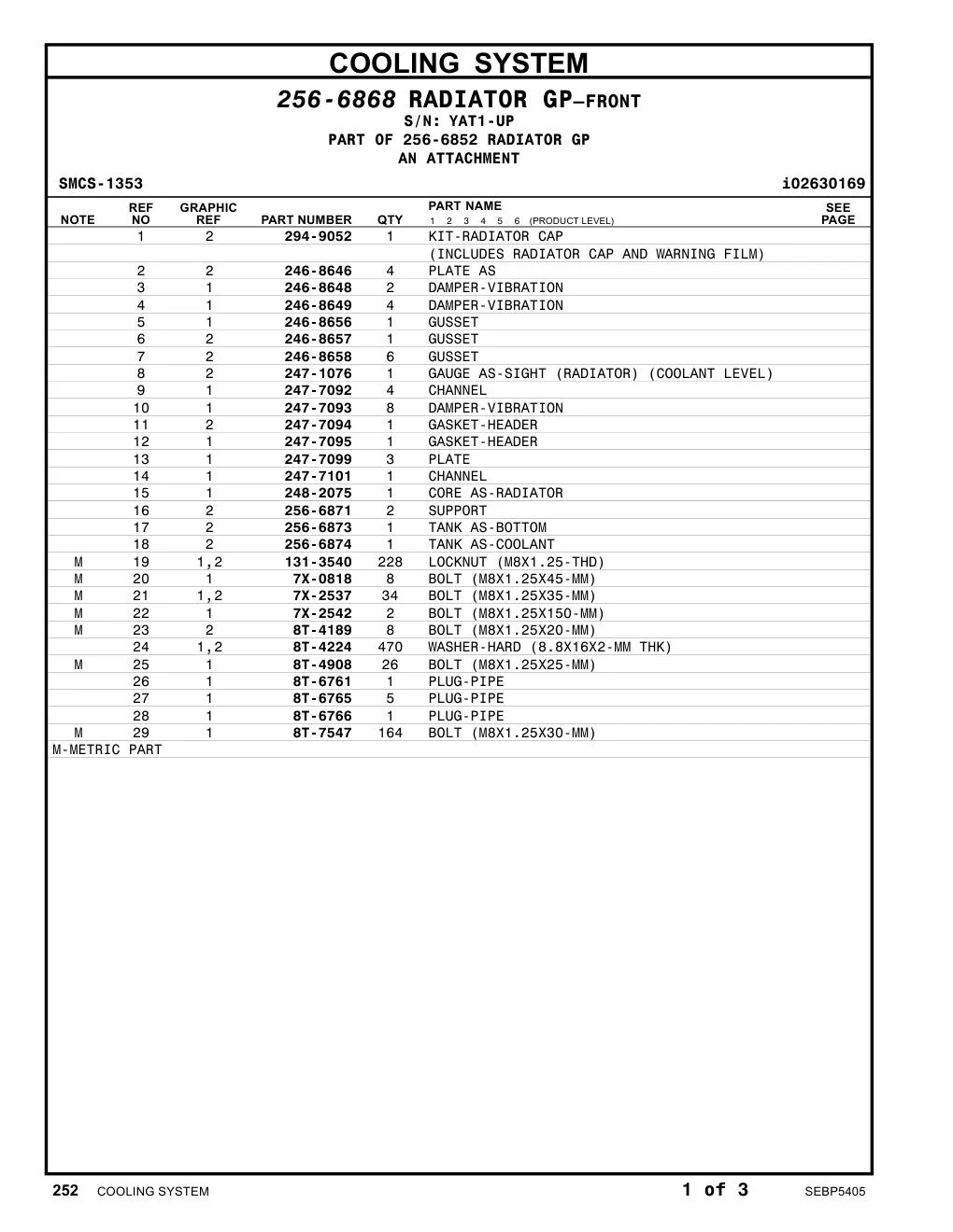256-6873 TANK AS-BOTTOM · S/N YAT1-UP CAT parts manual diagram