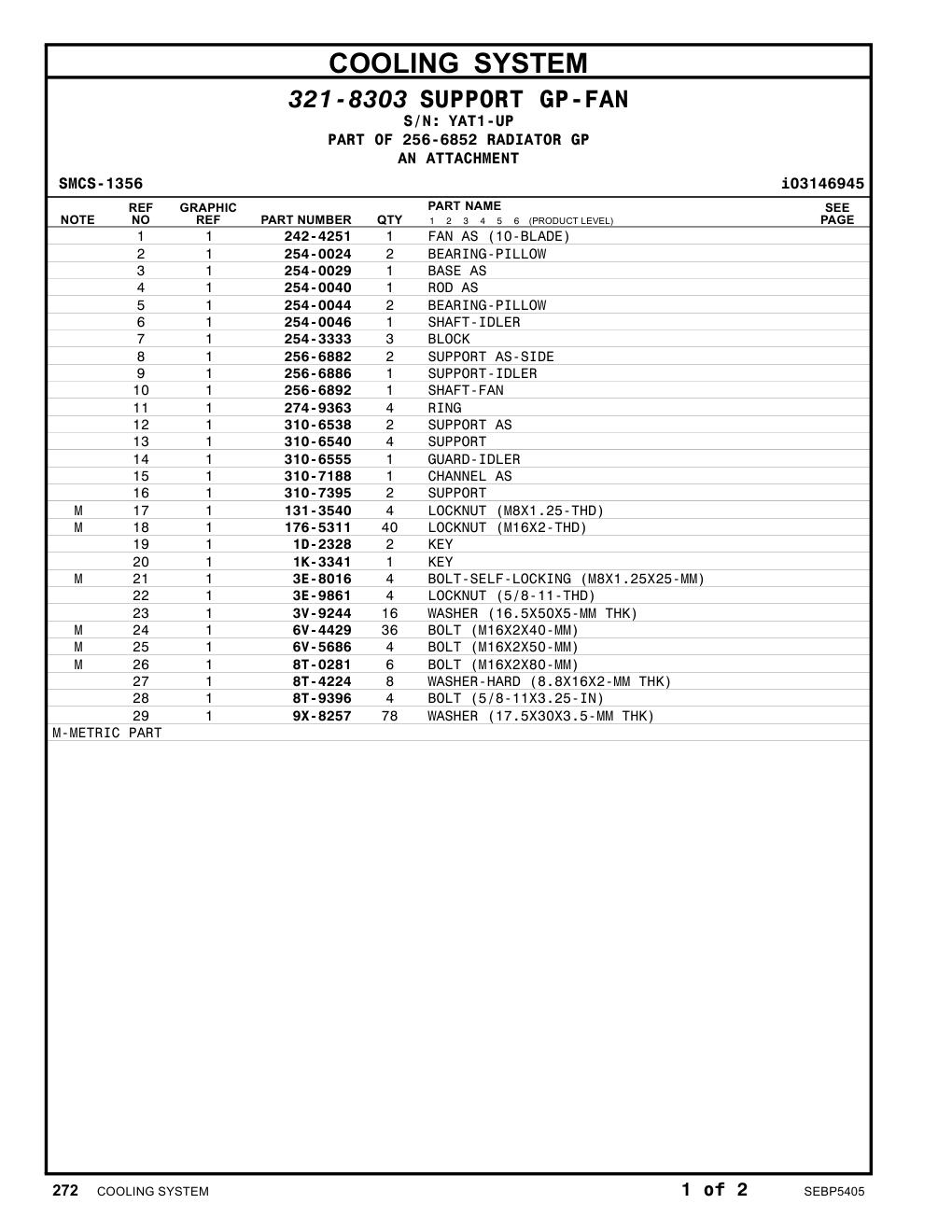256-6882 SUPPORT AS-SIDE · S/N YAT1-UP CAT parts manual diagram