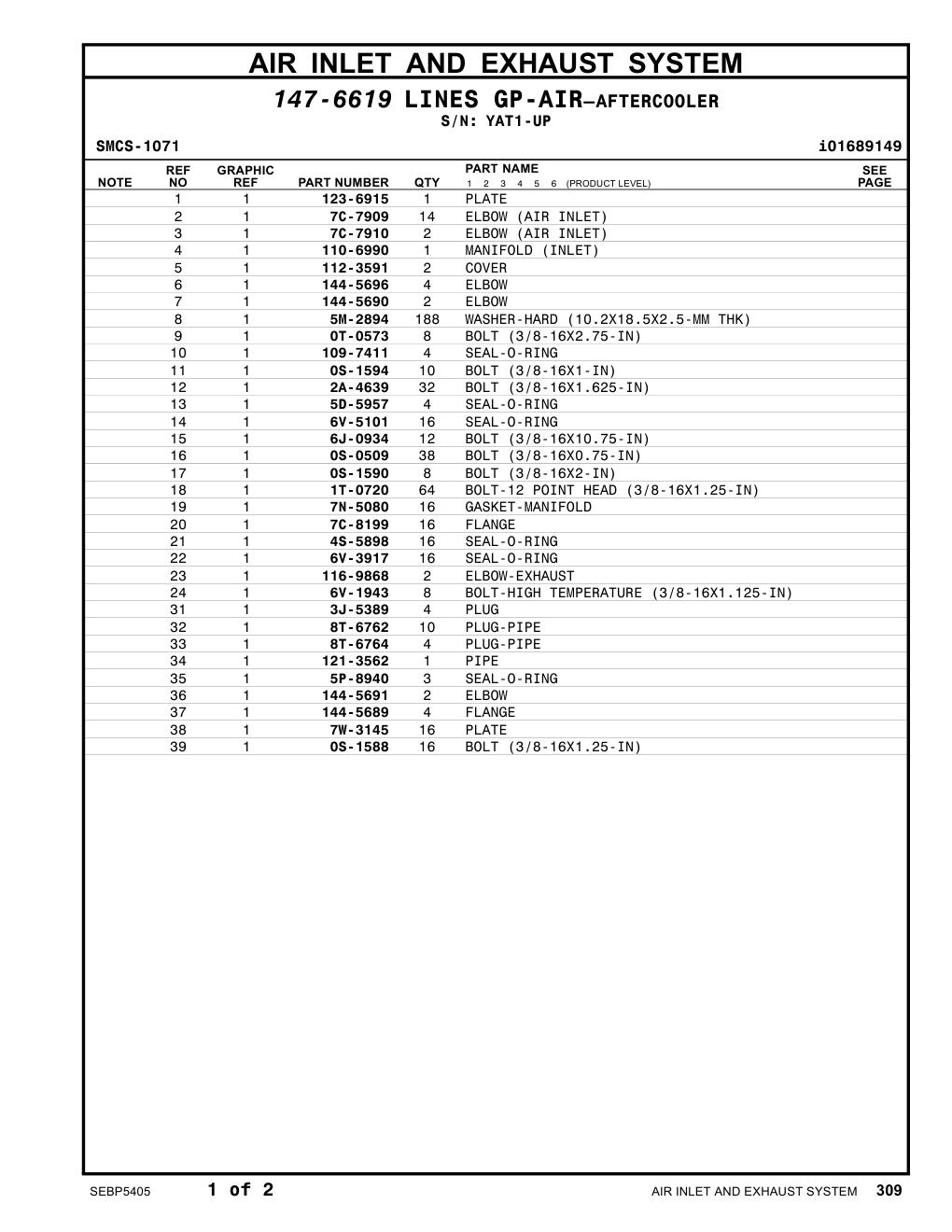 112-3591 COVER · S/N YAT1-UP CAT parts manual diagram