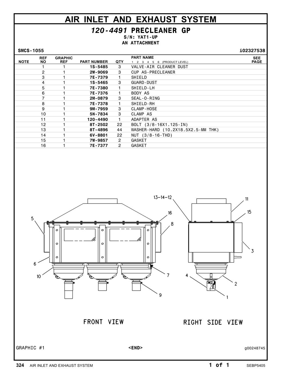 1S-5465 GUARD-DUST · S/N YAT1-UP CAT parts manual diagram