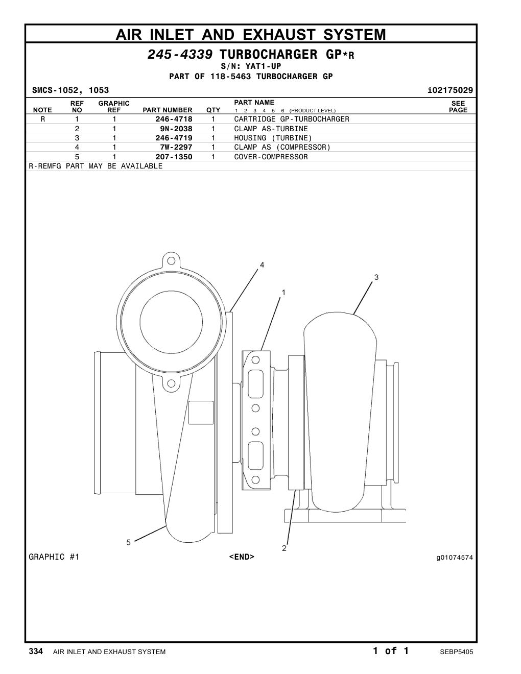 246-4719 HOUSING (TURBINE) · S/N YAT1-UP CAT parts manual diagram