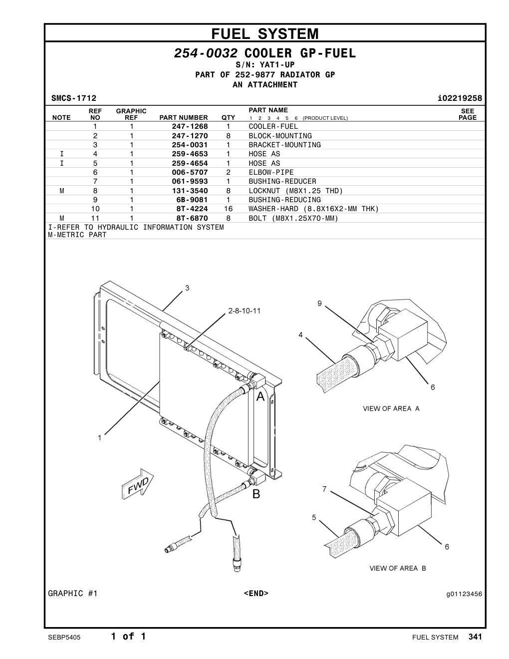254-0031 BRACKET-MOUNTING · S/N YAT1-UP CAT parts manual diagram