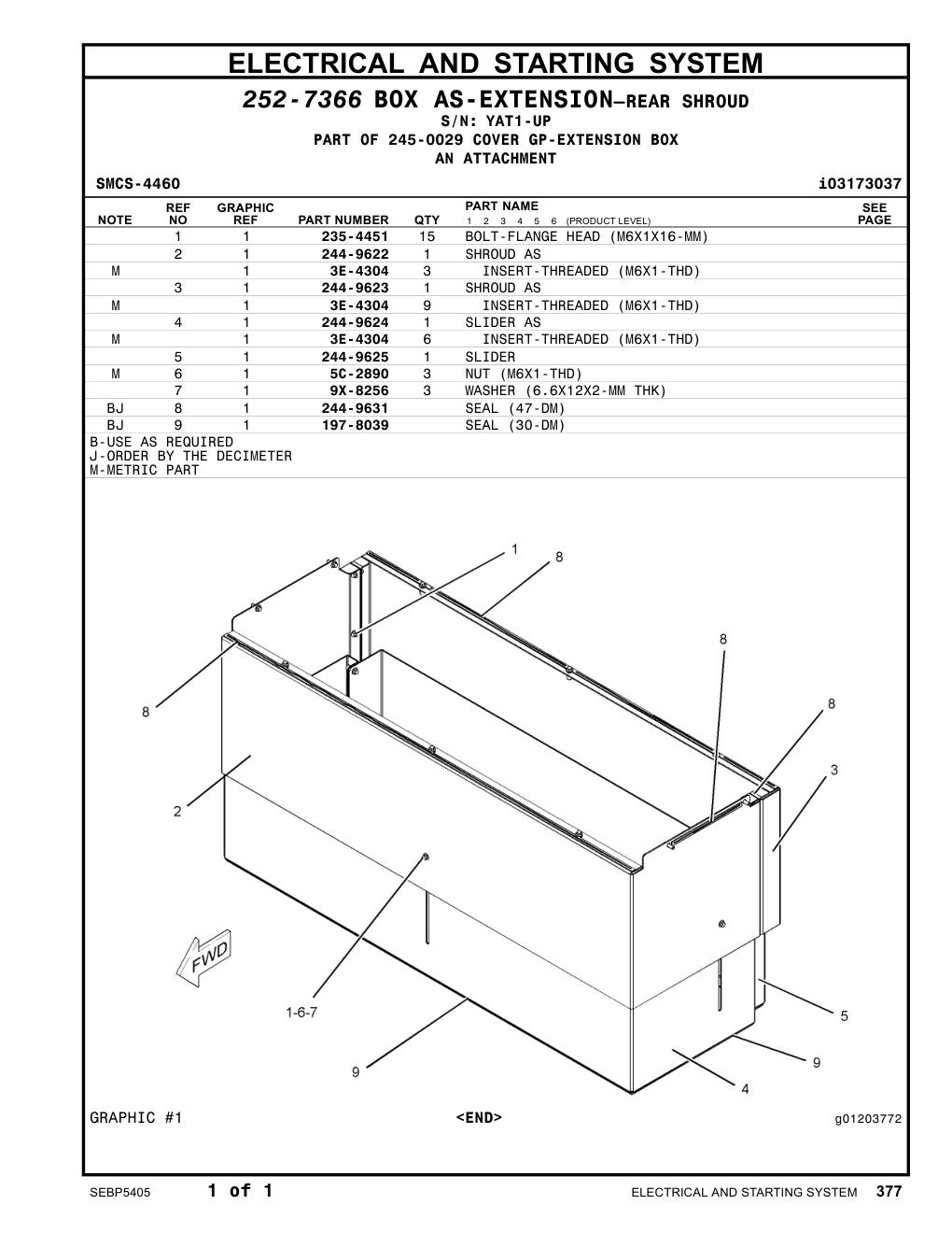 244-9622 SHROUD AS · S/N YAT1-UP CAT parts manual diagram