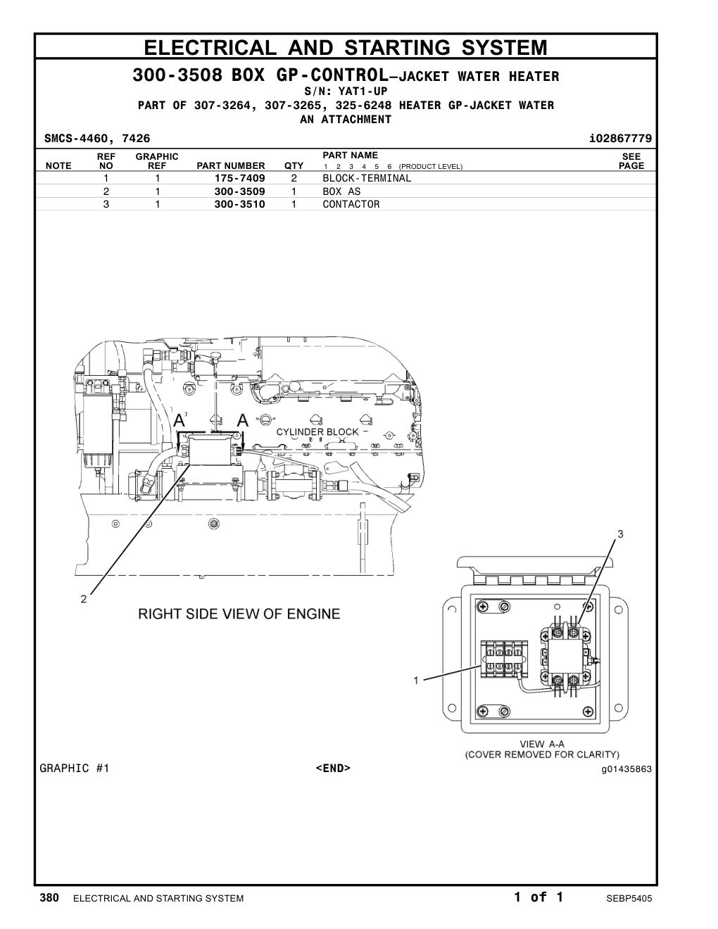 300-3510 CONTACTOR · S/N YAT1-UP CAT parts manual diagram