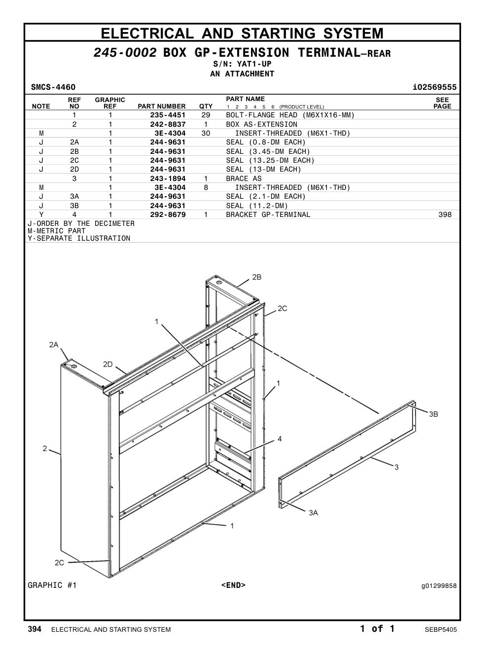 242-8837 BOX AS-EXTENSION · S/N YAT1-UP CAT parts manual diagram