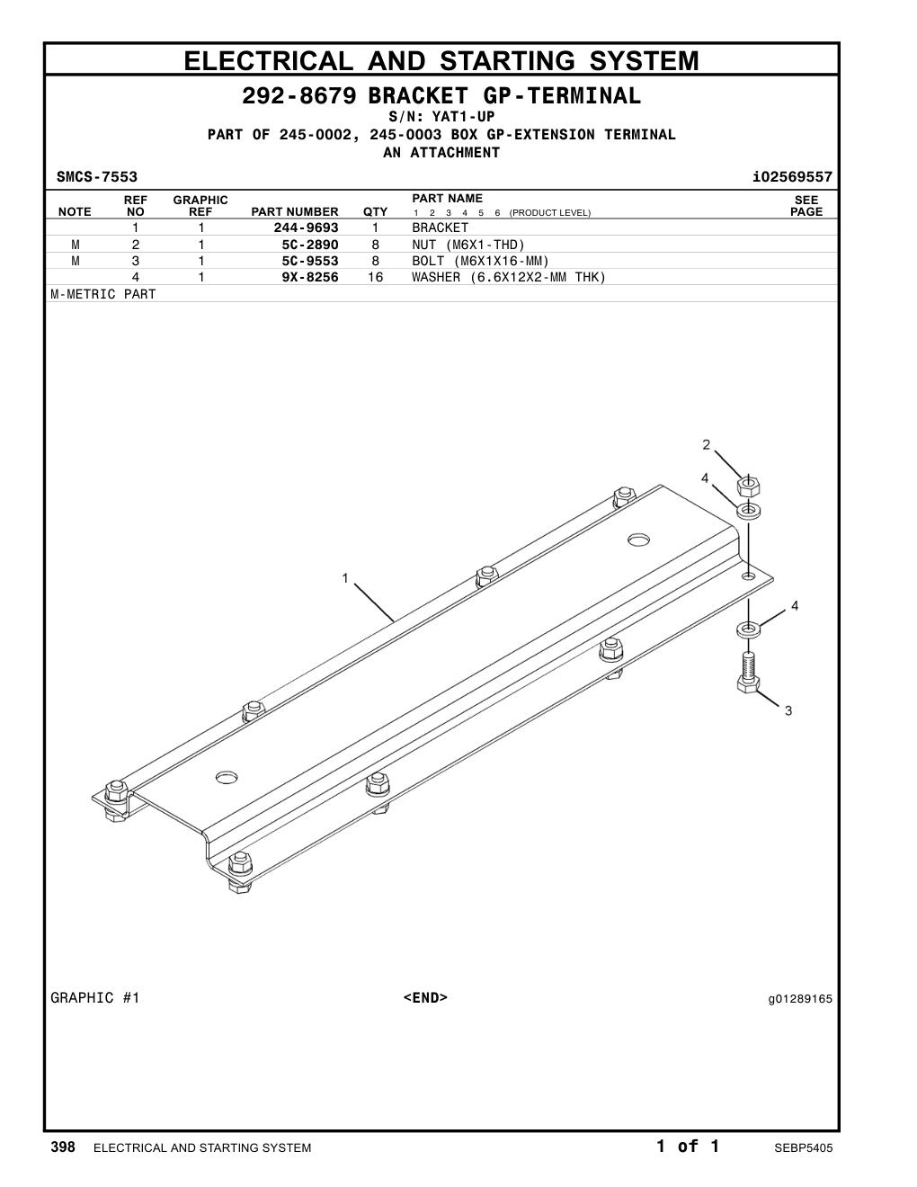 244-9693 BRACKET · S/N YAT1-UP CAT parts manual diagram