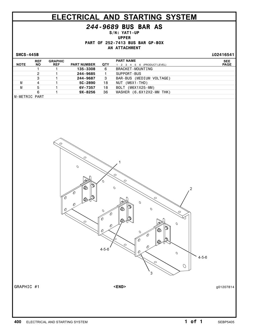 244-9687 BAR-BUS (MEDIUM VOLTAGE) · S/N YAT1-UP CAT parts manual diagram