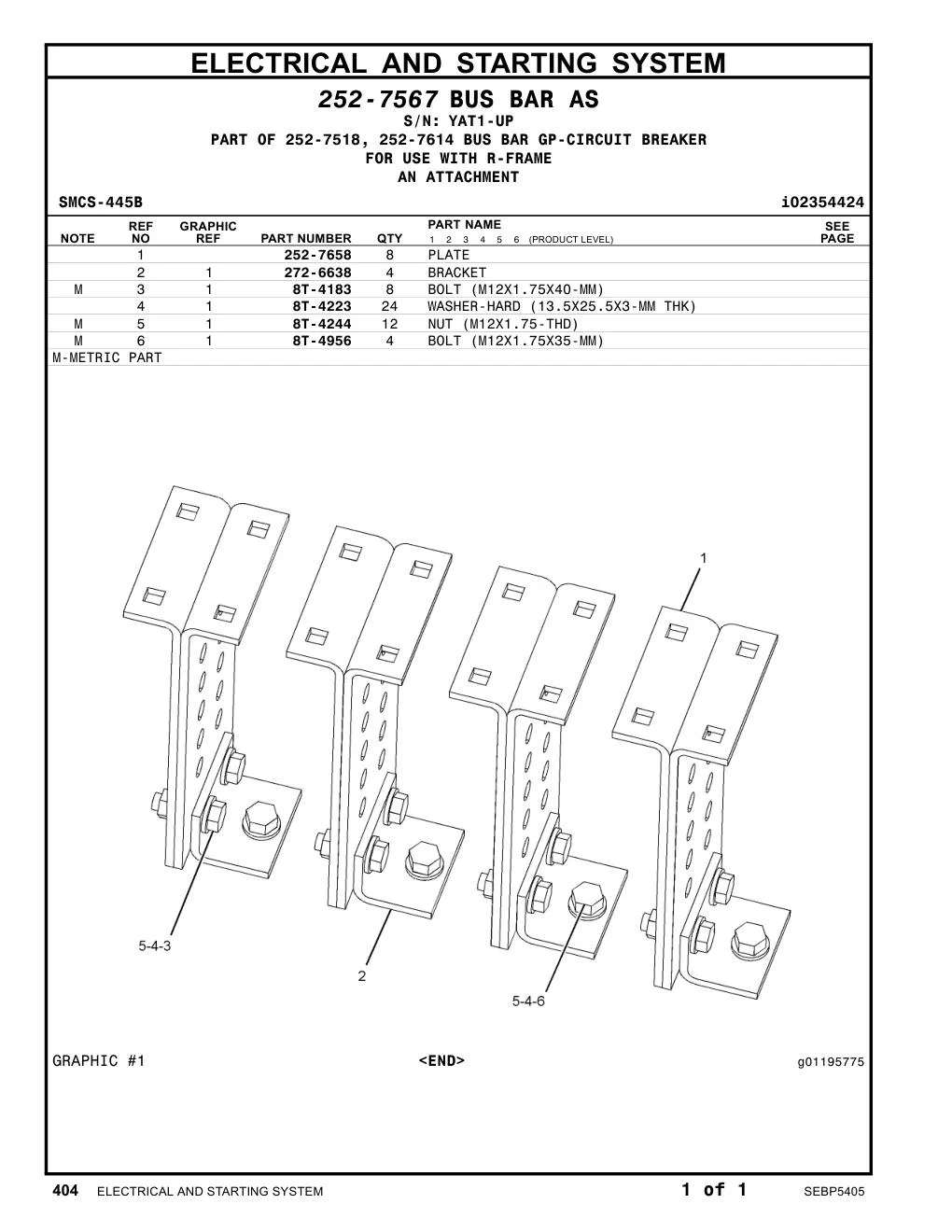 252-7658 PLATE · S/N YAT1-UP CAT parts manual diagram