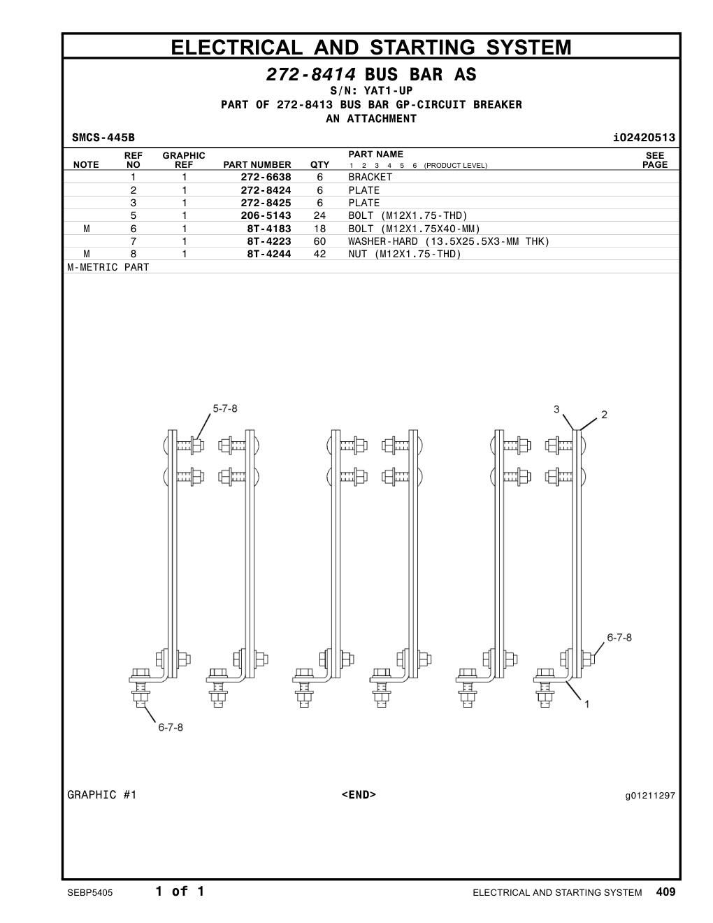 272-8425 PLATE · S/N YAT1-UP CAT parts manual diagram
