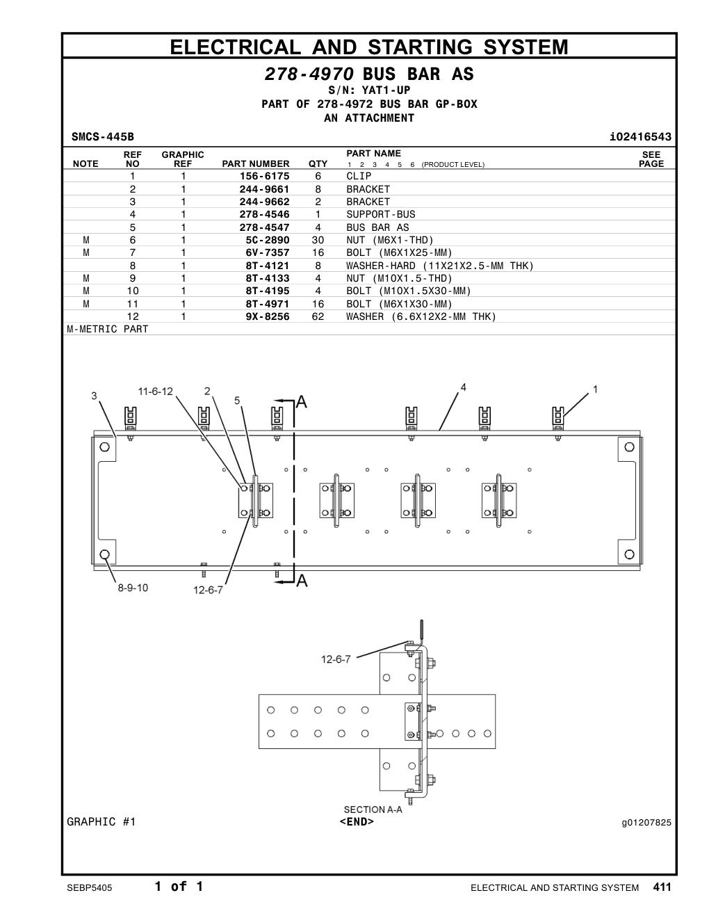 278-4547 BUS BAR AS · S/N YAT1-UP CAT parts manual diagram